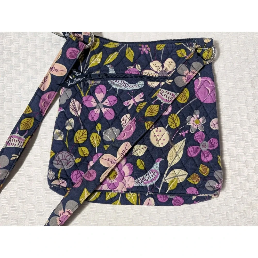 Vera Bradley Floral Nightingale Purple Crossbody Hipster Bag Beach Summer